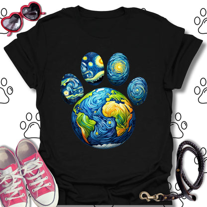 Starry Paw Earth T-Shirt – Van Gogh-Inspired T-Shirt