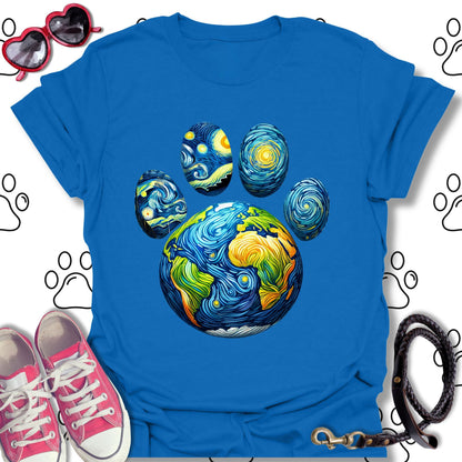 Starry Paw Earth T-Shirt – Van Gogh-Inspired T-Shirt