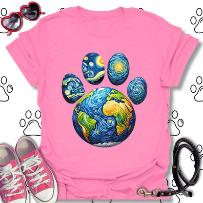 Starry Paw Earth T-Shirt – Van Gogh-Inspired T-Shirt