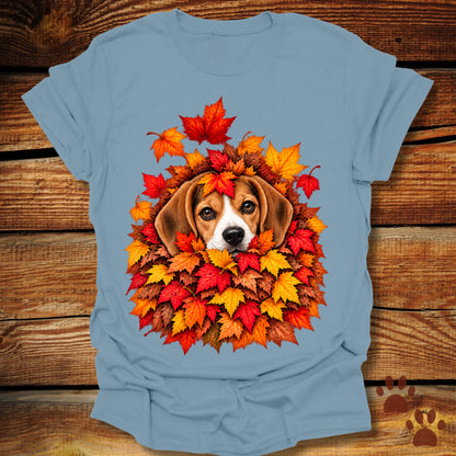 Beagle Leaf Pile T-Shirt - Front & Back Print