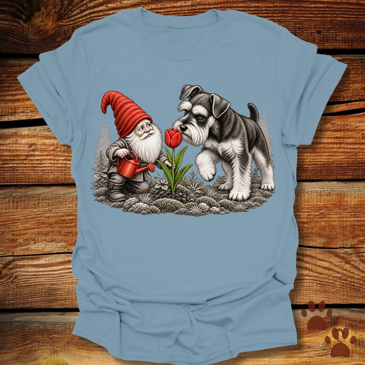 Garden Gnome and Schnauzer T-Shirt