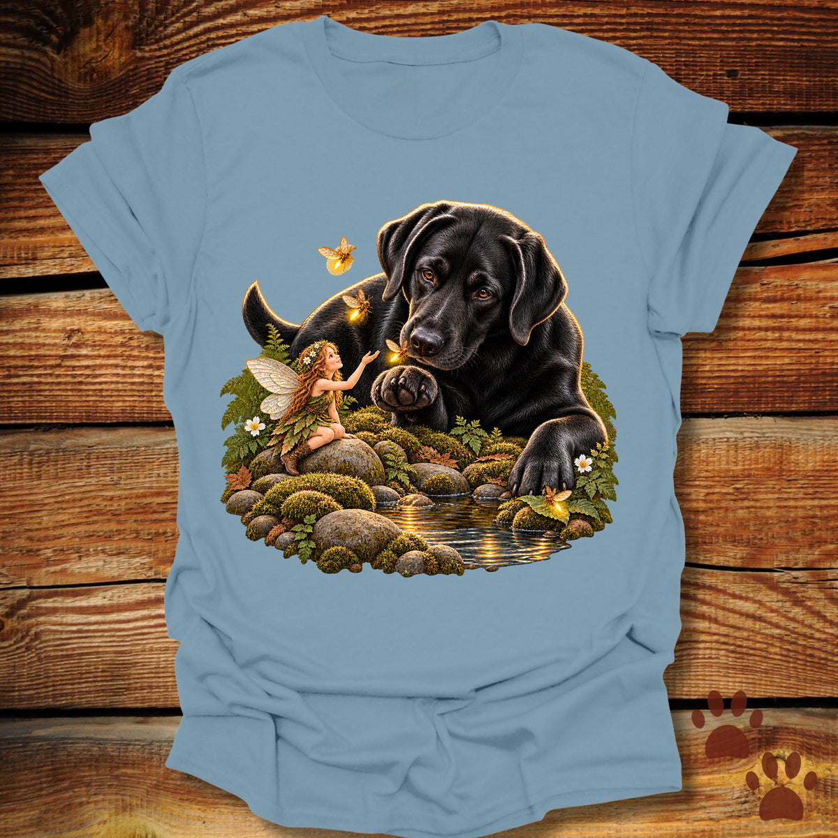 Black Lab and Fairy Fireflies T-Shirt