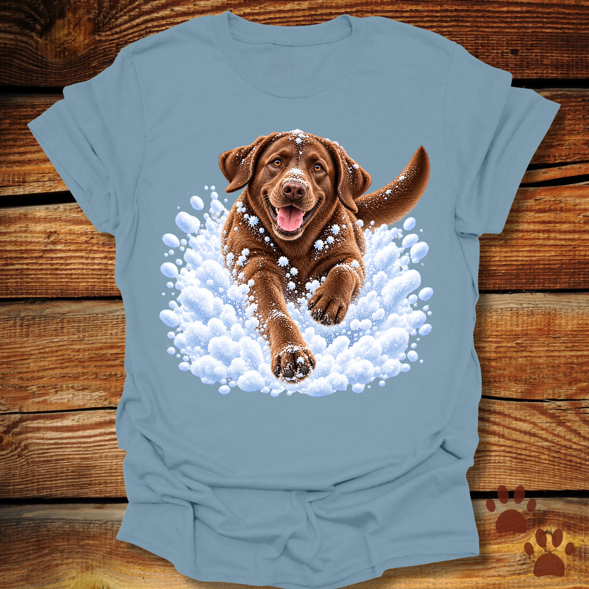 Chocolate Labrador Snow Day T-Shirt - Front & Back Print