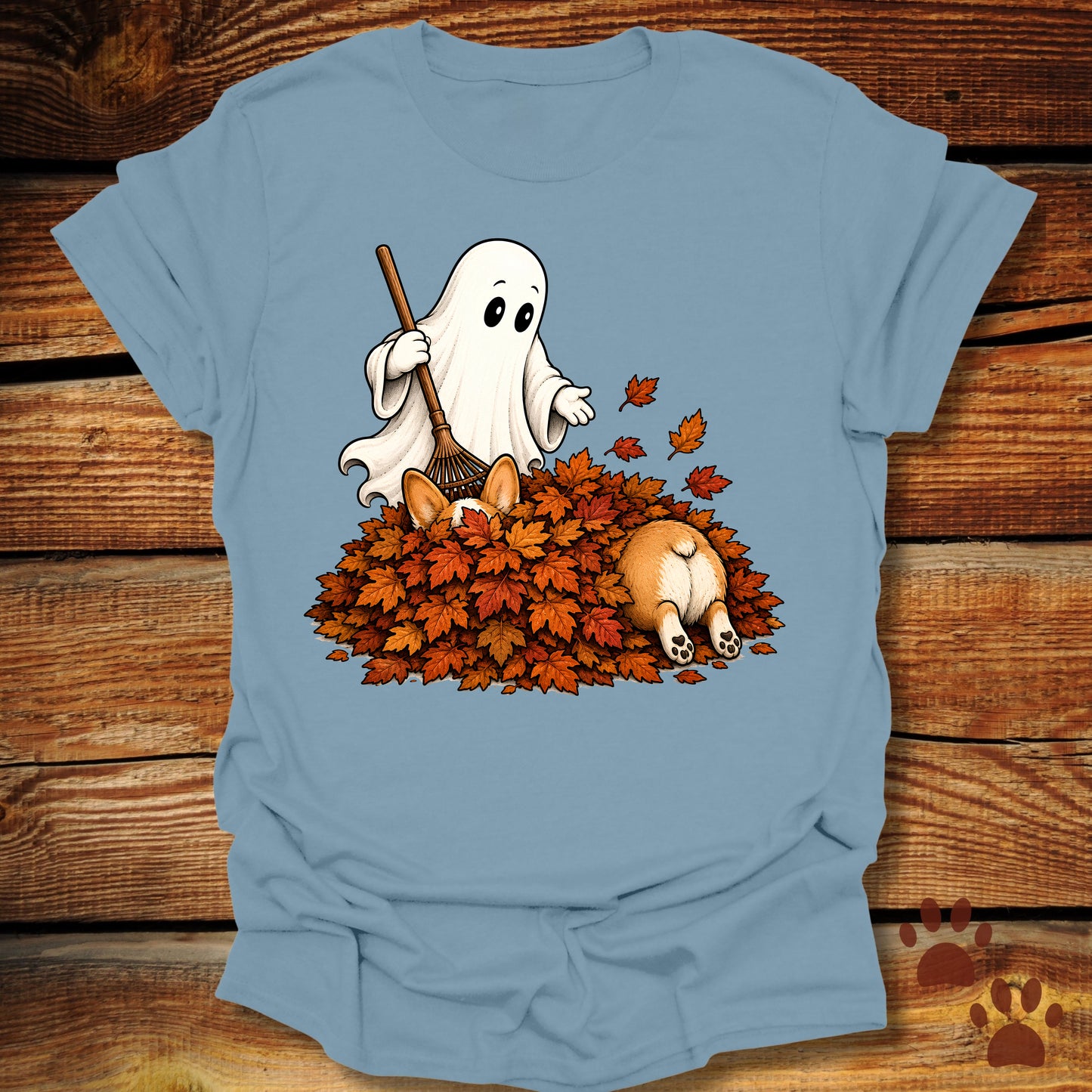 Corgi Leaf Pile T-Shirt