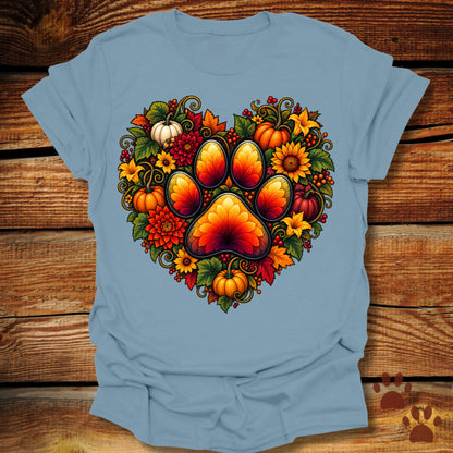 Autumn Paw Print Heart T-Shirt