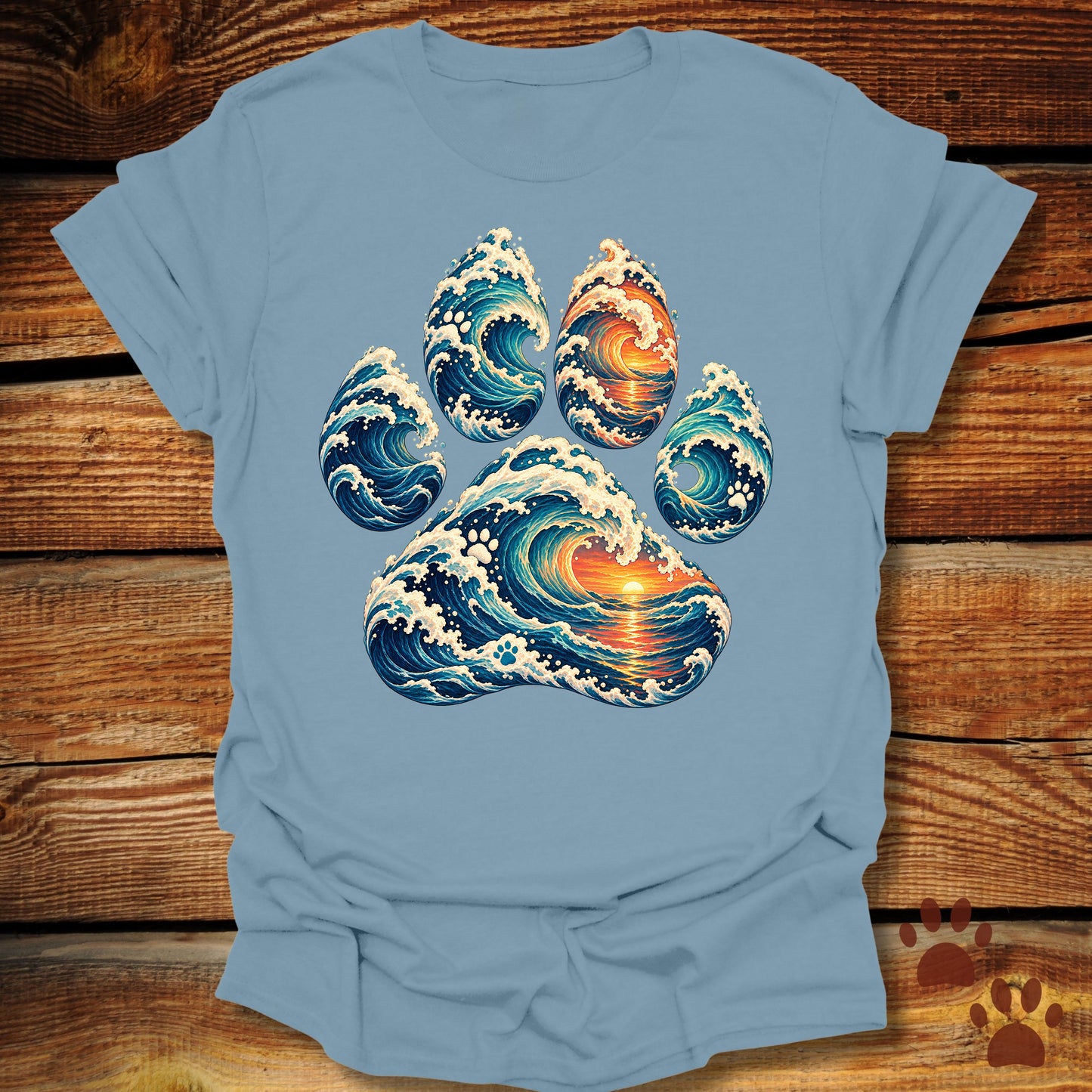 Ocean Sunset Wave Paw T-Shirt