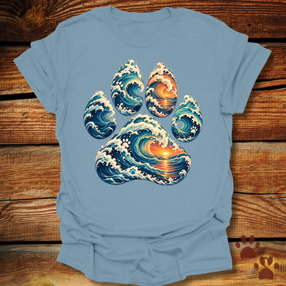 Ocean Sunset Wave Paw T-Shirt