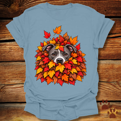 Pitbull Leaf Pile T-Shirt - Front & Back Print