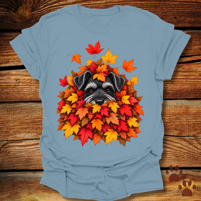 Schnauzer Leaf Pile T-Shirt - Front & Back Print