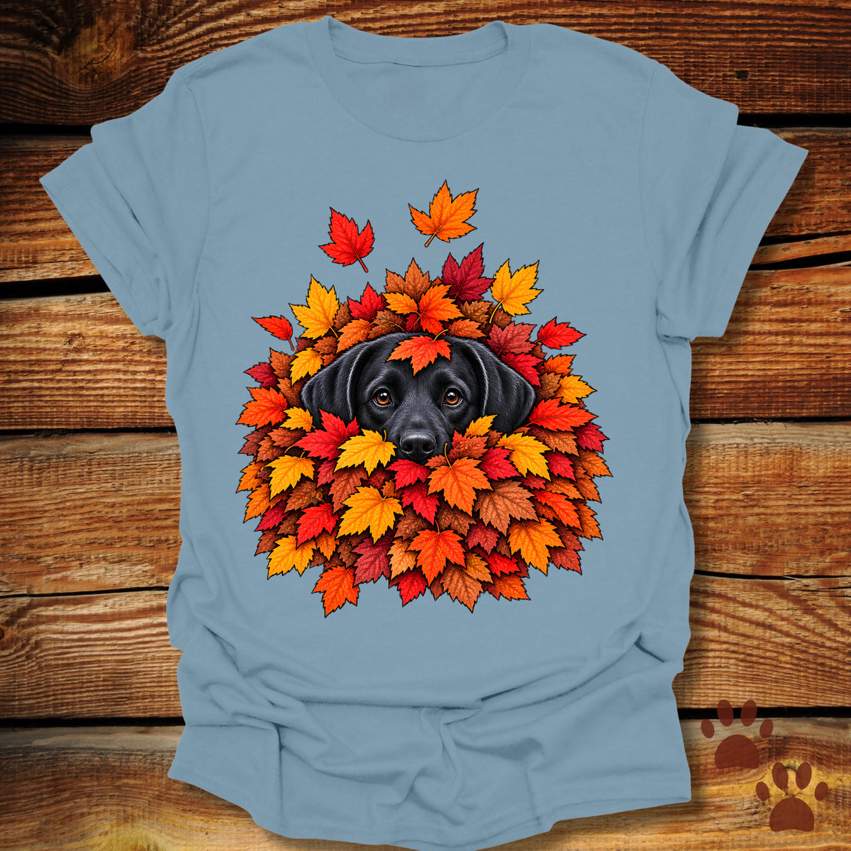 Labrador Retriever Leaf Pile T-Shirt - Front & Back Print