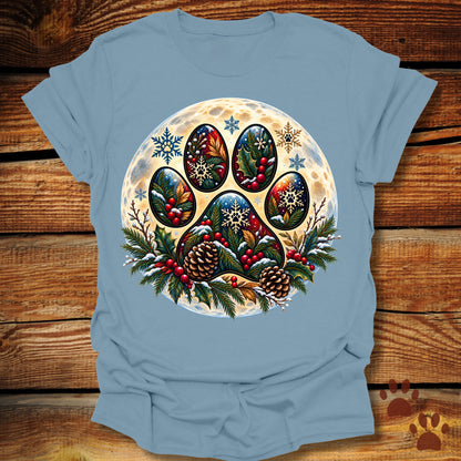 Dog Paw Christmas Moon T-Shirt