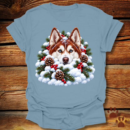 Red Husky Snow Pile T-Shirt