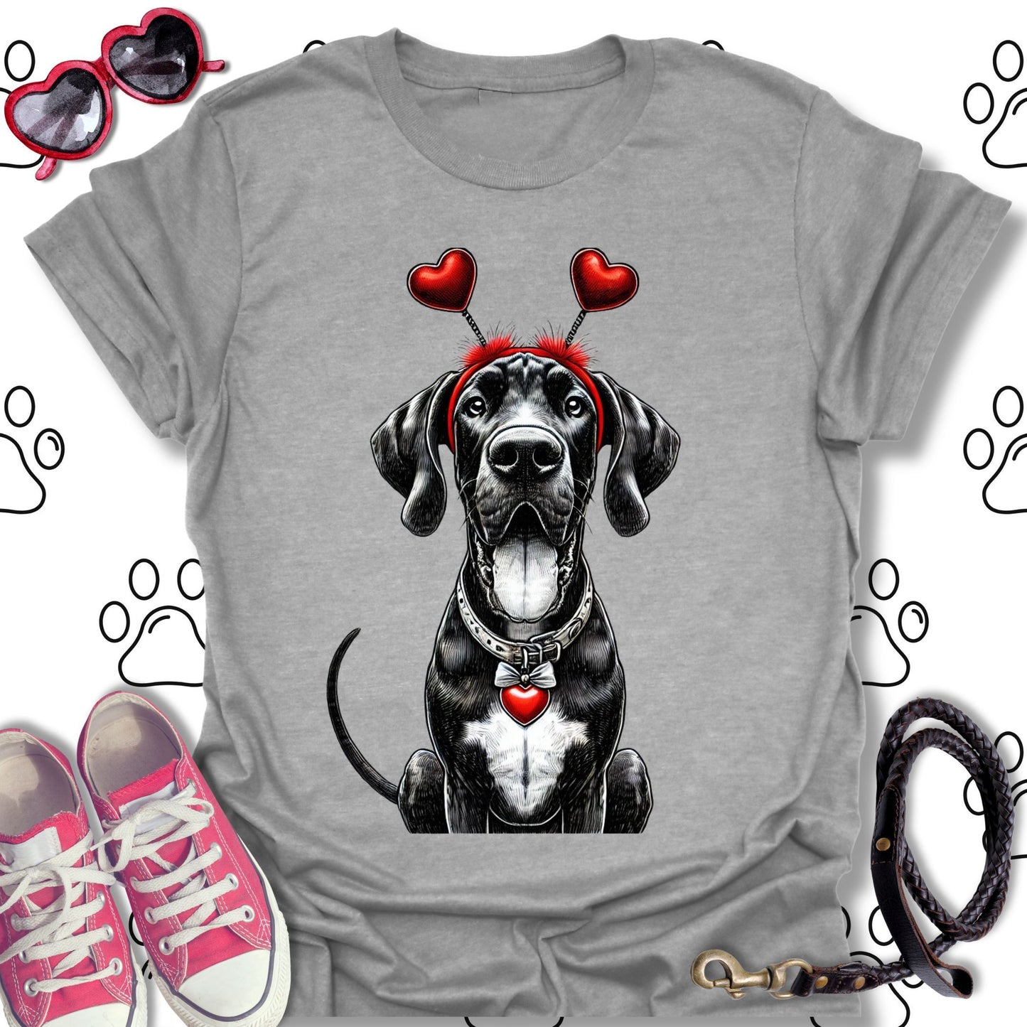 Great Dane Valentine Dog T-Shirt