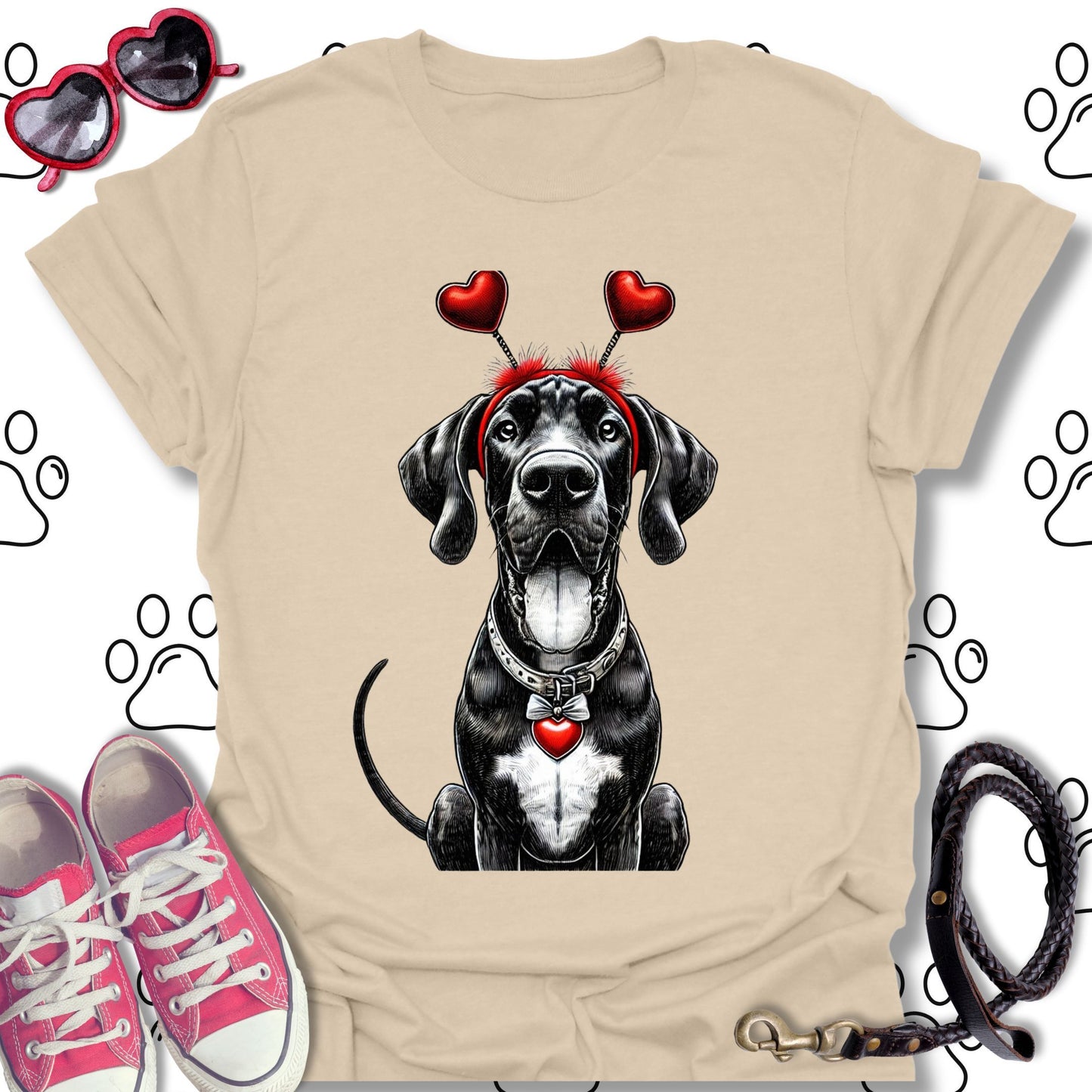 Great Dane Valentine Dog T-Shirt