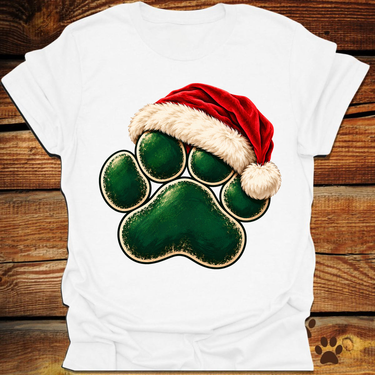 Santa Paw Print Christmas T-Shirt
