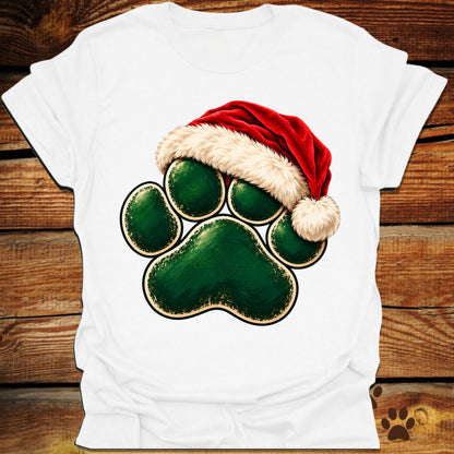 Santa Paw Print Christmas T-Shirt