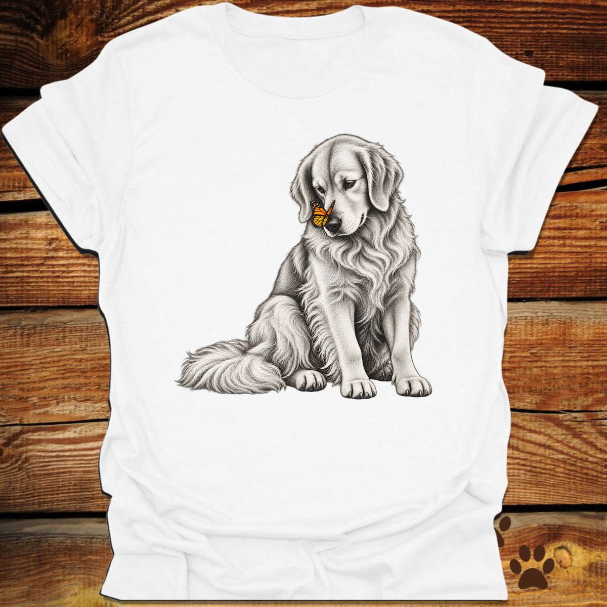Golden Retriever with Butterfly on Nose T-Shirt