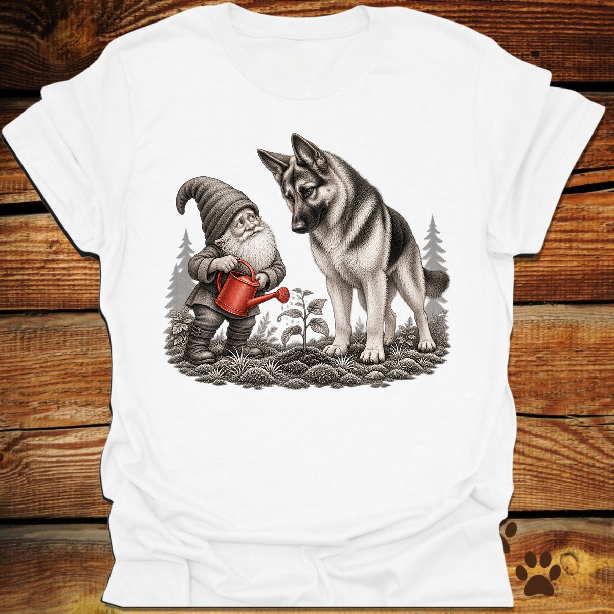 Garden Gnome and German Shepherd T-Shirt