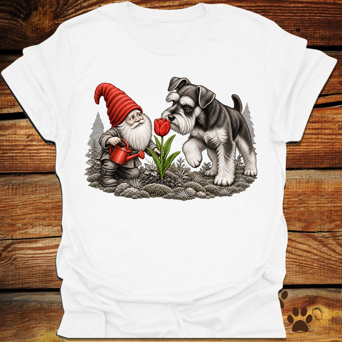 Garden Gnome and Schnauzer T-Shirt