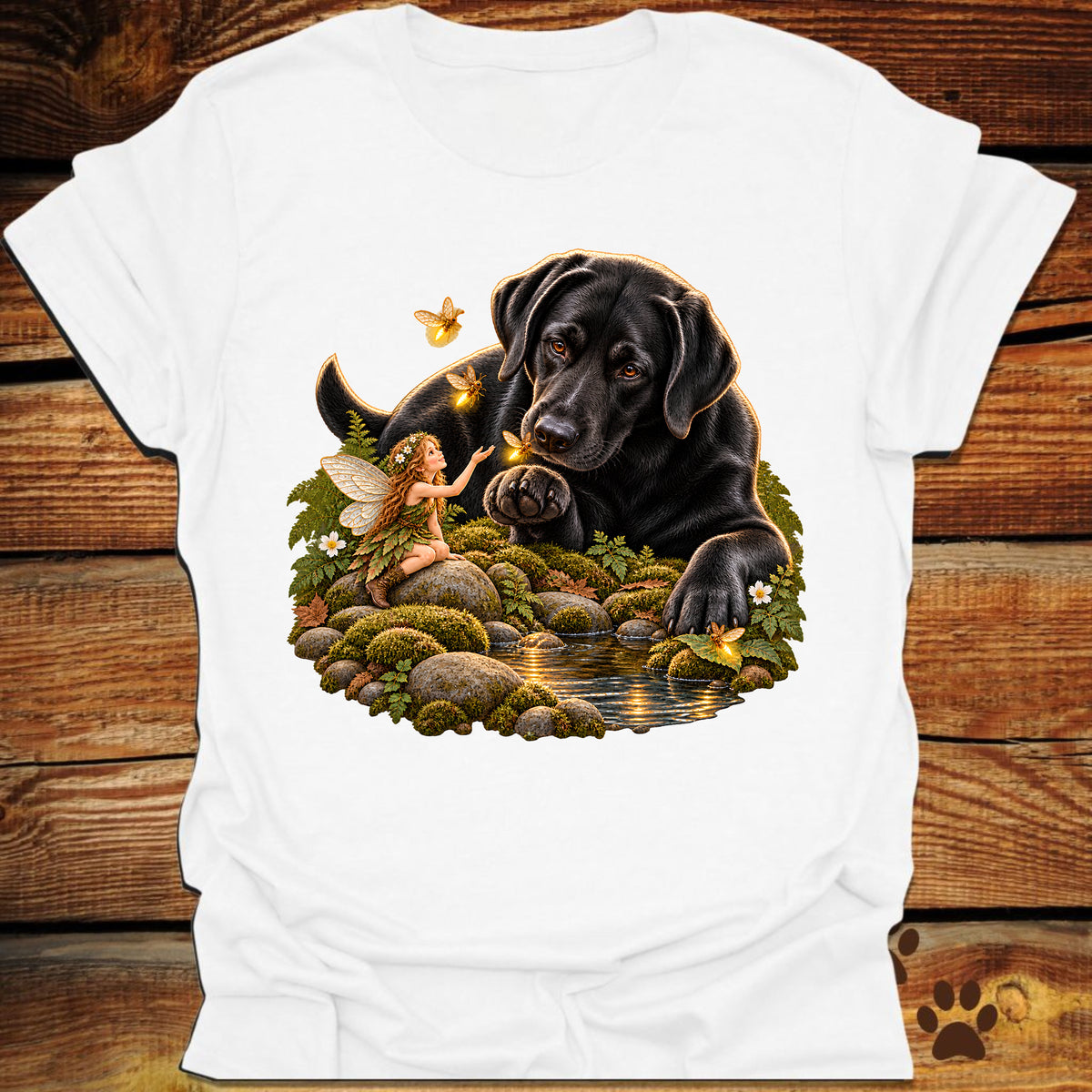 Black Lab and Fairy Fireflies T-Shirt