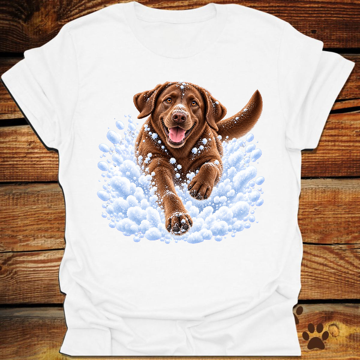 Chocolate Labrador Snow Day T-Shirt - Front & Back Print