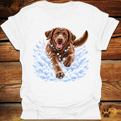Chocolate Labrador Snow Day T-Shirt - Front & Back Print