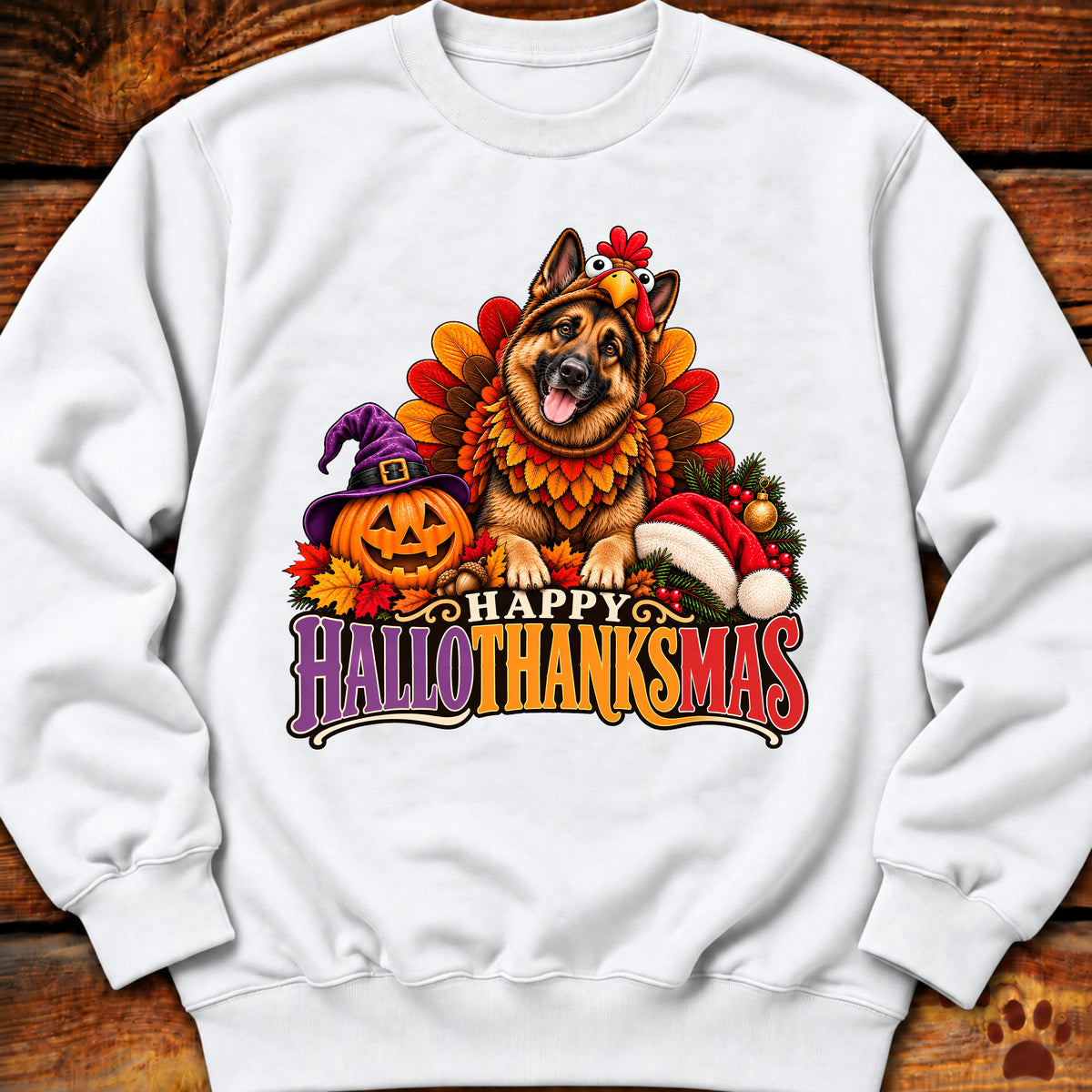 Happy Hallothanksmas German Shepherd Turkey Sweatshirt
