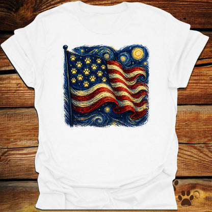 Starry Night Paw Flag T-Shirt