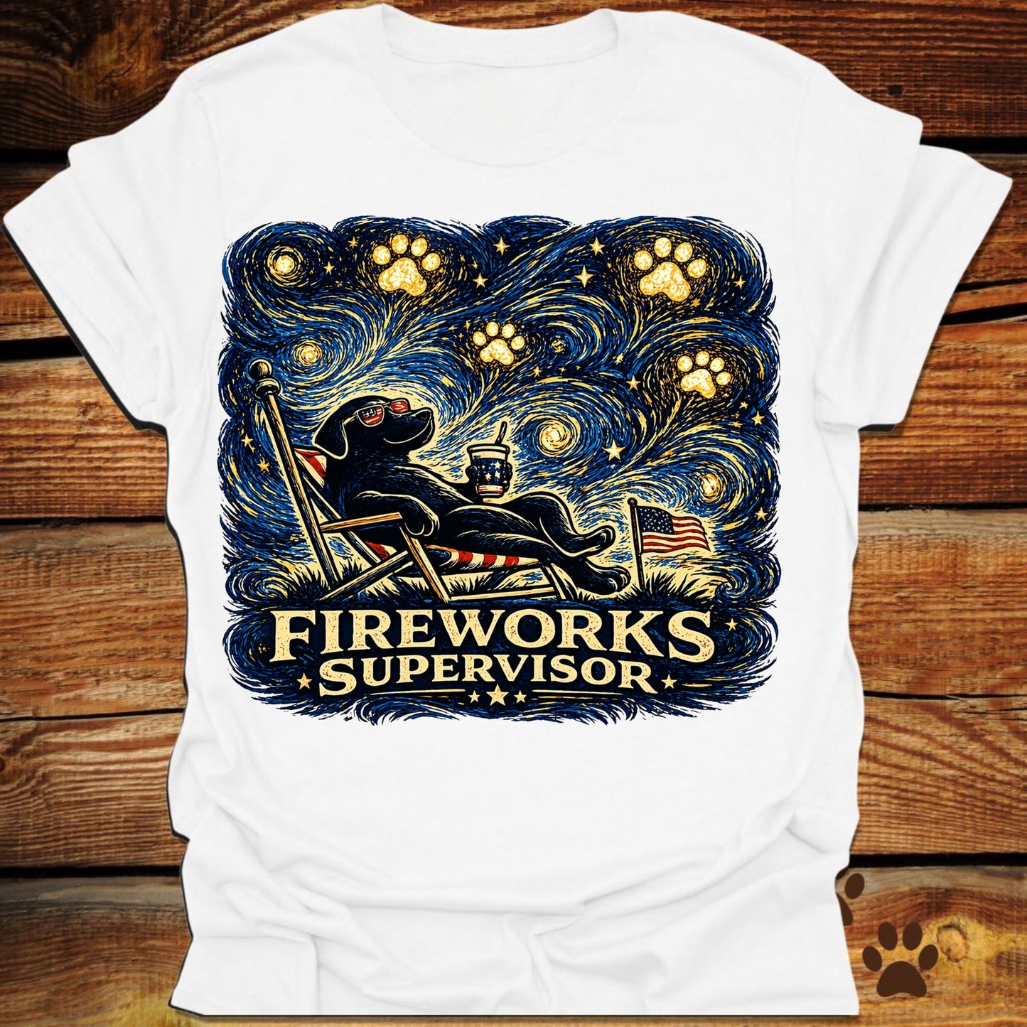Starry Night Fireworks Supervisor T-Shirt