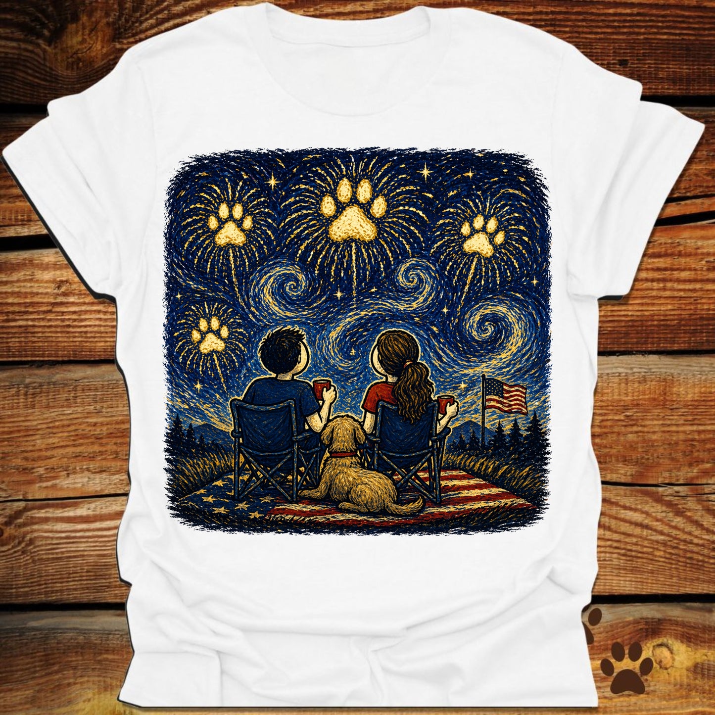 Starry Night Fireworks T-Shirt