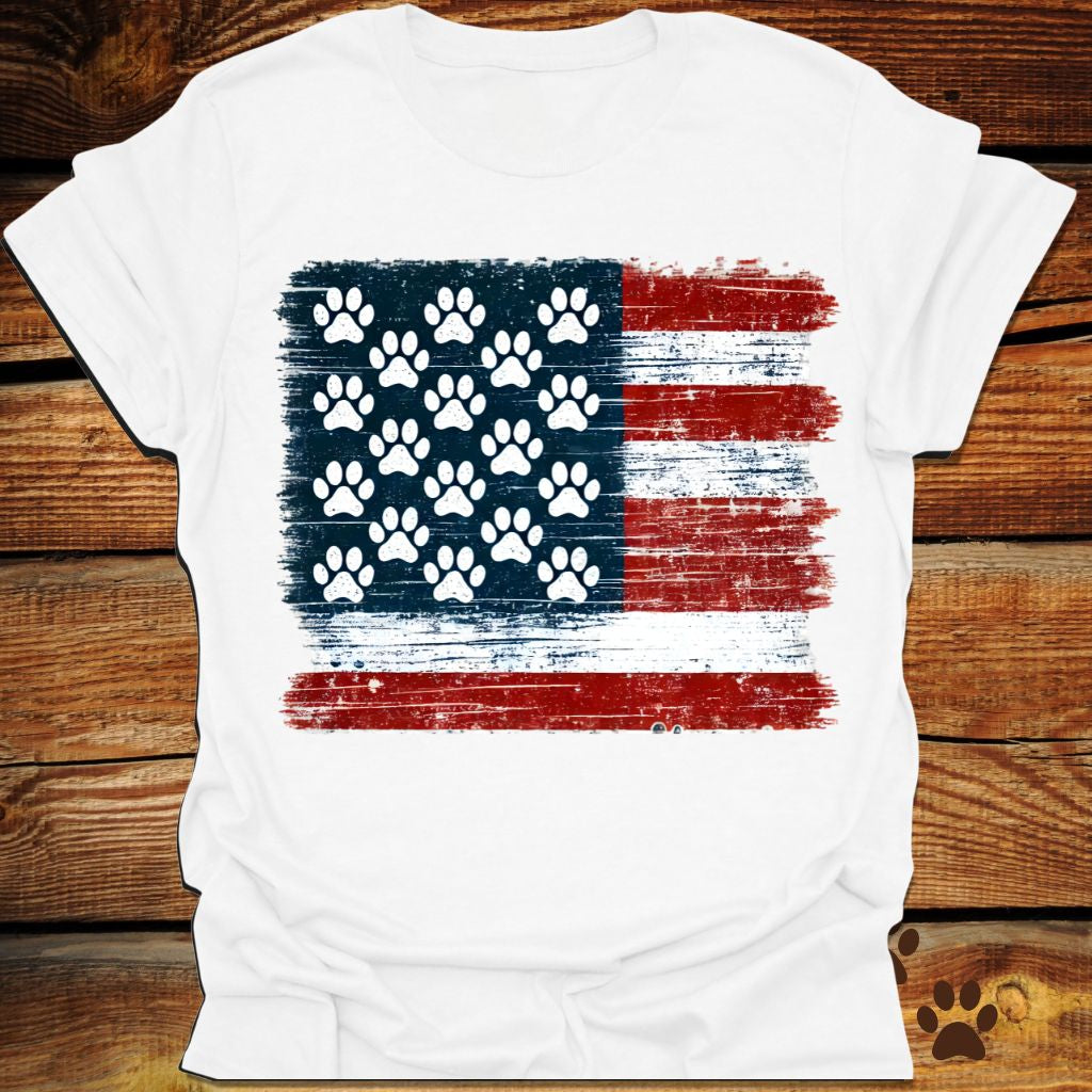 Patriotic Paw Print American Flag Shirt