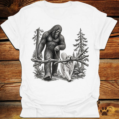 Bigfoot Golden Retriever Woodland T-Shirt
