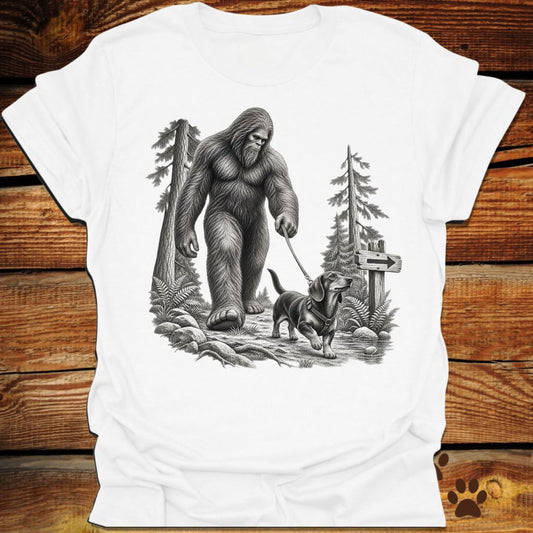Dachshund Leads Bigfoot Off Trail T-Shirt