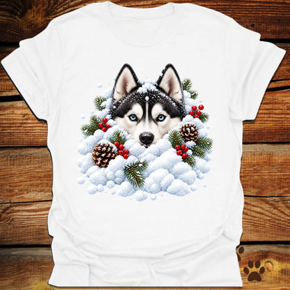 Husky Snowbank T-Shirt - Front & Back Print
