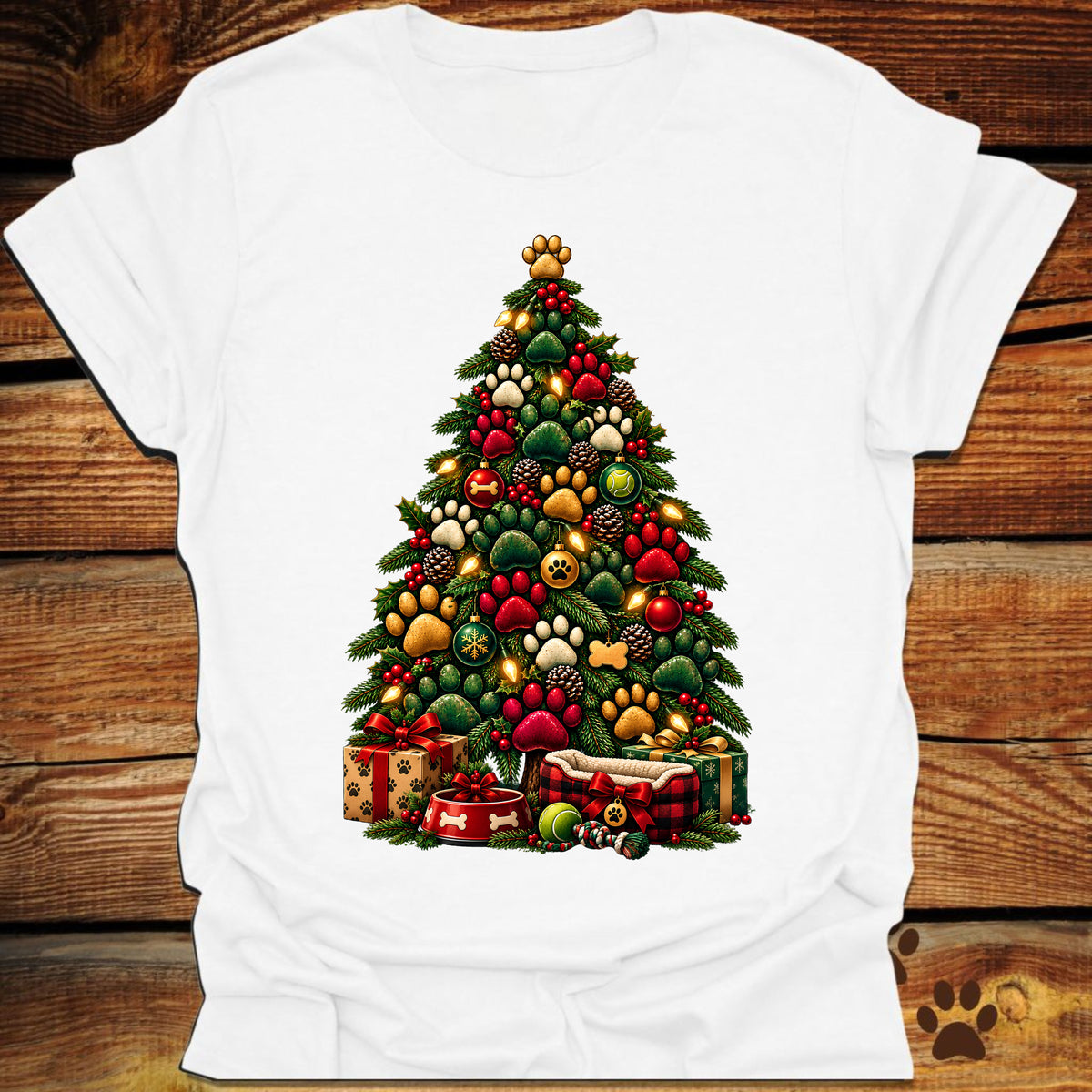 Dog Paw Christmas Tree T-Shirt