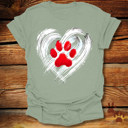 Heart & Paw Print Dog Lover T-Shirt