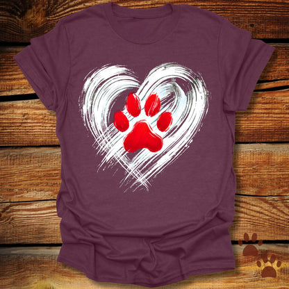 Heart & Paw Print Dog Lover T-Shirt