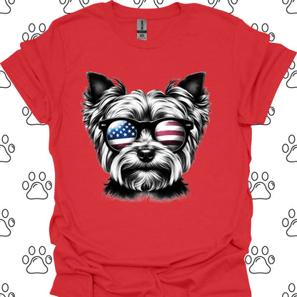 Yorkshire Terrier American Flag Sunglasses T-Shirt